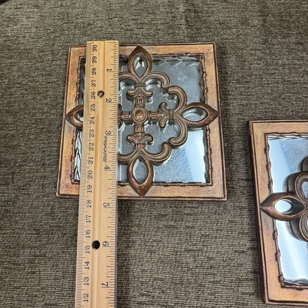 Pair of Ornate Decorative Square Wall Mirror Set 5”x 5”